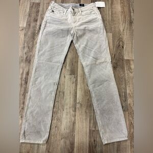 NWT AG Jeans Womens 27 Gray Corduroy Slim Straight Low Stretch MSRP‎ $215